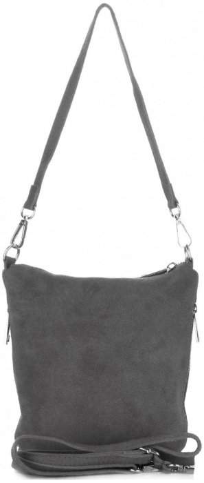 Kožené kabelka listonoška Genuine Leather šedá 85A