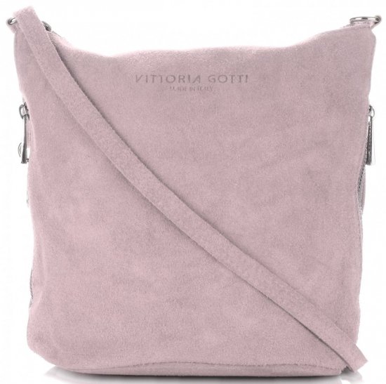 Kožené kabelka listonoška Vittoria Gotti púdrová ružová V135