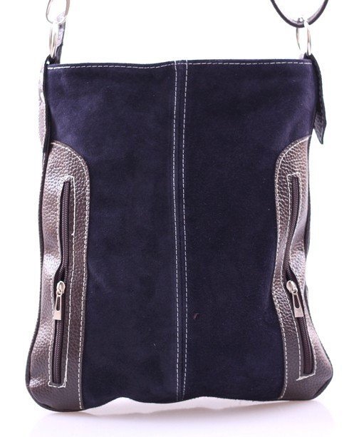 Kožené kabelka listonoška Genuine Leather tmavo modrá 444