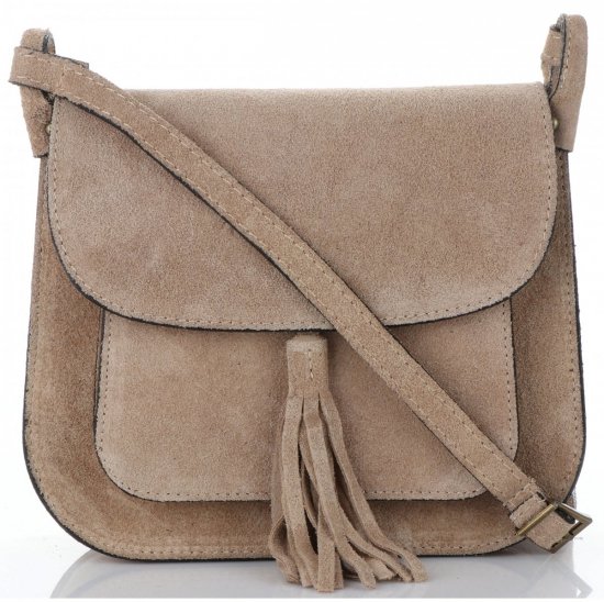 Kožené kabelka listonoška Vittoria Gotti tmavo béžová V1982C