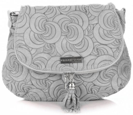 Kožené kabelka listonoška Vittoria Gotti svetlo šedá V221F