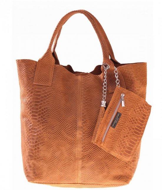 Kožené kabelka shopper bag Genuine Leather ryšavá 777