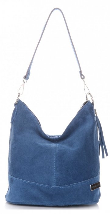 Kožené kabelka listonoška Vittoria Gotti modrá V102