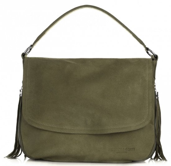 Kožené kabelka listonoška Vittoria Gotti zelená V5022