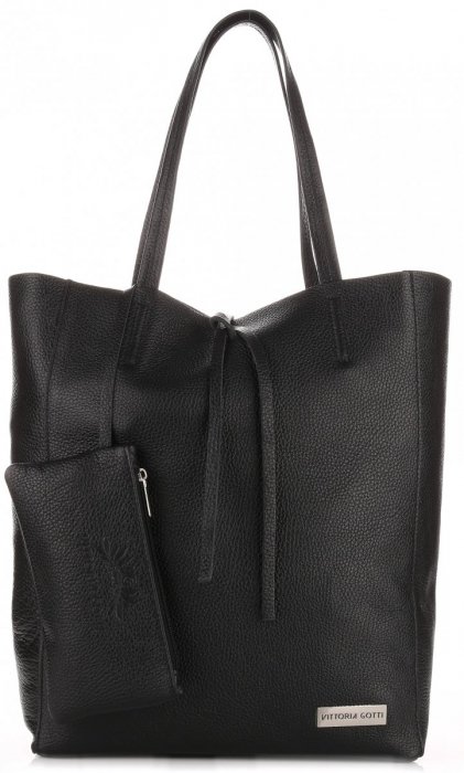 Kožené kabelka shopper bag Vittoria Gotti čierna V775