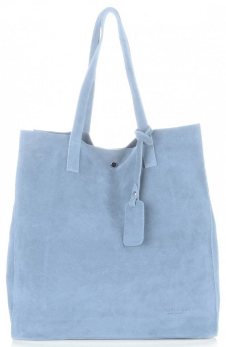 Kožené kabelka shopper bag Vittoria Gotti svetlo modrá V205454
