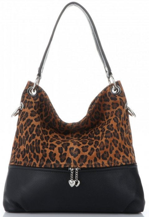 Kožené kabelka univerzálna Genuine Leather čierna 5692