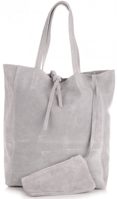 Kožené kabelka shopper bag Vera Pelle svetlo šedá 601