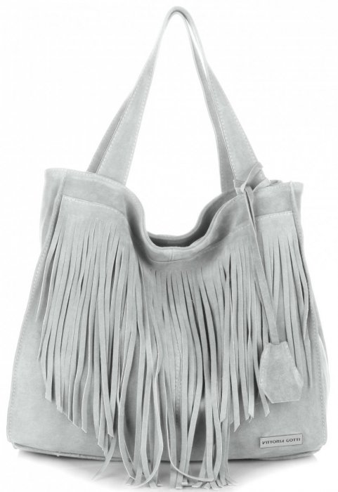 Kožené kabelka shopper bag Vittoria Gotti svetlo šedá V6048