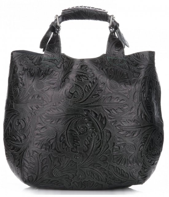 Kožené kabelka shopper bag Genuine Leather fľašková zelená K216