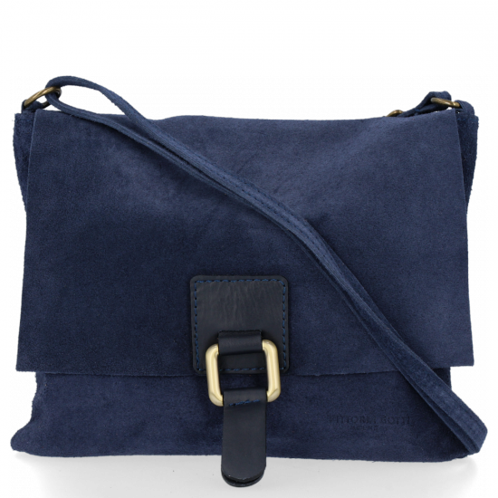 Kožené kabelka listonoška Vittoria Gotti tmavo modrá V2376