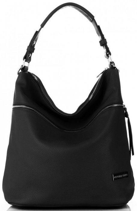 Kožené kabelka univerzálna Vittoria Gotti čierna V5577