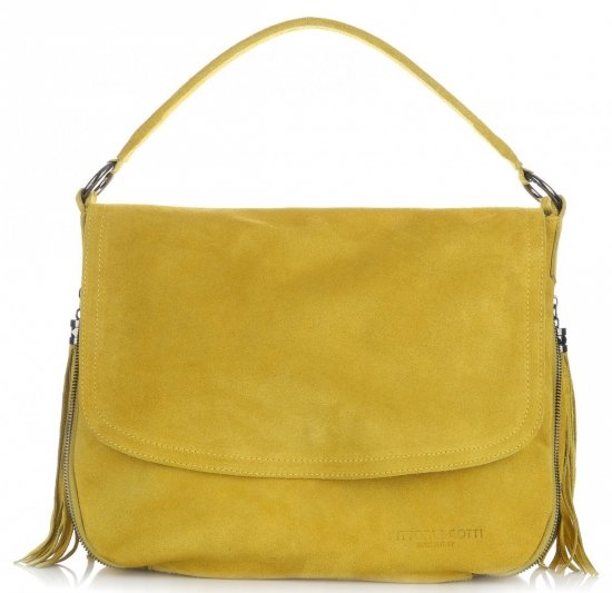 Kožené kabelka listonoška Vittoria Gotti žltá V5022