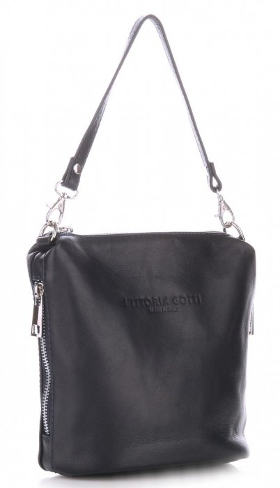 Kožené kabelka listonoška Vittoria Gotti tmavo modrá VT4