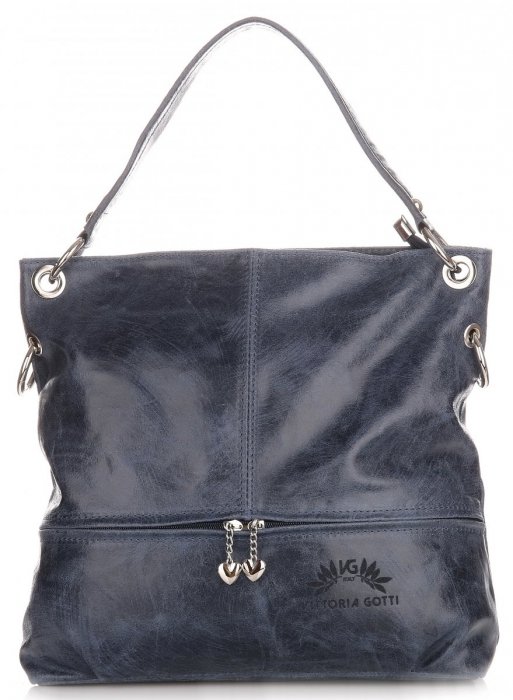 Kožené kabelka univerzálna Vittoria Gotti tmavo modrá V5478