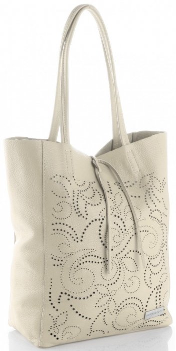 Kožené kabelka shopper bag Vittoria Gotti béžová V299F