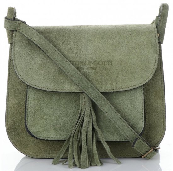 Kožené kabelka listonoška Vittoria Gotti zelená V1982C