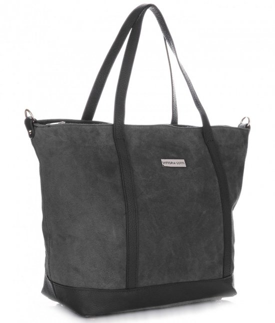 Kožené kabelka shopper bag Vittoria Gotti šedá V2939