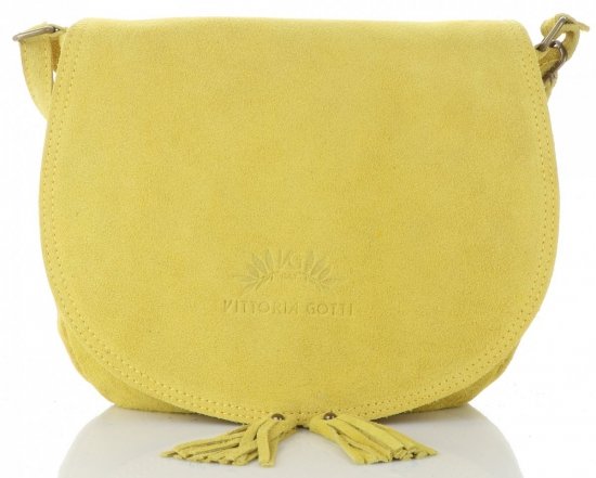 Kožené kabelka listonoška Vittoria Gotti žltá V2002