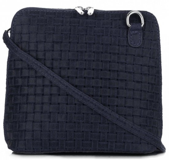 Kožené kabelka listonoška Genuine Leather tmavo modrá A7