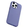 iCarer Case Leather pokrowiec etui z naturalnej skóry do iPhone 14 Pro Max jasnofioletowy (WMI14220708-LP) (kompatybilne z MagSa