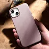 iCarer Litchi Premium Leather Case skórzane etui iPhone 14 Plus magnetyczne z MagSafe różowy (WMI14220711-PK)