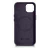iCarer Case Leather pokrowiec etui z naturalnej skóry do iPhone 14 Plus ciemnofioletowy (kompatybilne z MagSafe)