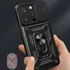 Pancerne etui z podstawką i osłoną aparatu do iPhone 15 Pro Hybrid Armor Camshield - niebieskie