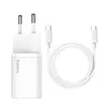Szybka ładowarka sieciowa Baseus Si USB-C 25W 3A z kablem USB-C / USB-C 1m - biały