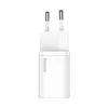 Szybka ładowarka sieciowa Baseus Si USB-C 25W 3A z kablem USB-C / USB-C 1m - biały
