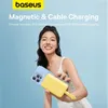Powerbank Baseus Magnetic Mini MagSafe 10000mAh 20W z wbudowanym kablem Lightning - żółty + kabel Baseus Simple Series USB-C - U