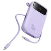 Powerbank Baseus QPow 2 30W 10000mAh z wbudowanymi kablami USB-C - fioletowy