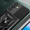 Etui pancerne Hybrid Armor Camshield z osłoną aparatu i metalowym ringiem do Samsung Galaxy S25+ - czarne