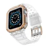 Pasek z etui ochronnym Protect Strap Band do Apple Watch 42 / 44 / 45 mm opaska obudowa pancerna - biały, różowe złoto