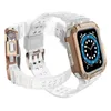 Pasek z etui ochronnym Protect Strap Band do Apple Watch 42 / 44 / 45 mm opaska obudowa pancerna - biały, różowe złoto