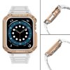 Pasek z etui ochronnym Protect Strap Band do Apple Watch 38 / 40 / 41 mm opaska obudowa pancerna - biały, różowe złoto