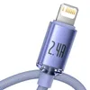 Baseus Crystal Shine Series kabel przewód USB do szybkiego ładowania i transferu danych USB Typ A - Lightning 2,4A 2m fioletowy 