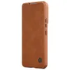 Nillkin Qin Leather Pro Case etui do Samsung Galaxy S22+ (S22 Plus) osłona na aparat kabura pokrowiec obudowa z klapką brązowy