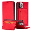 Magnet Card Case etui do iPhone 13 Pro Max pokrowiec portfel na karty kartę podstawka czerwony