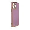Lighting Color Case etui do iPhone 13 Pro Max żelowy pokrowiec ze złotą ramką fioletowy