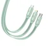 Baseus Traction Series zwijany kabel 3 w 1 USB Typ C - micro USB / USB Typ C / Lightning Power Delivery 100W 1,7m zielony (CAQY0