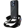 BMW BMHCP15L23PSCCK iPhone 15 Pro 6.1 czarny/black hardcase M Edition Carbon Stripe & Strap