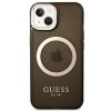 Guess GUHMP14SHTCMK iPhone 14 / 15 / 13 6.1 czarny/black hard case Gold Outline Translucent MagSafe