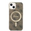 Zestaw Guess GUBPP14SH4EACSW Case+ Charger iPhone 14 / 15 / 13 6,1 brązowy/brown hard case 4G Print MagSafe