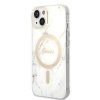 Zestaw Guess GUBPP14MHMEACSH Case+ Charger iPhone 14 Plus / 15 Plus 6.7 biały/white hard case Marble MagSafe