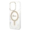 Zestaw Guess GUBPP14LHMEACSH Case+ Charger iPhone 14 Pro 6,1 biały/white hard case Marble MagSafe
