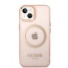 Guess GUHMP14MHTCMP iPhone 14 Plus / 15 Plus 6.7 różowy/pink hard case Gold Outline Translucent MagSafe