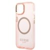 Guess GUHMP14SHTCMP iPhone 14 / 15 / 13 6,1 różowy/pink hard case Gold Outline Translucent MagSafe