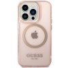 Guess GUHMP14XHTCMP iPhone 14 Pro Max 6,7 różowy/pink hard case Gold Outline Translucent MagSafe