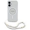 Guess GUHMP16SHGCRELST iPhone 166.1 przeźroczysty/transparent hardcase IML Glitter With Pearl Strap MagSafe